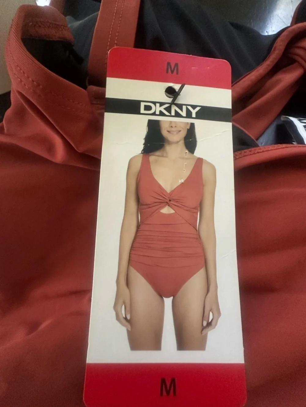 DKNY Rust Orange One-Piece Swimsuit - Picture 3 of 4